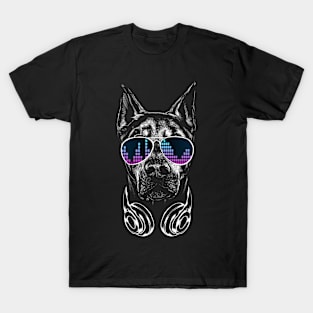 Dog with headphones and cool music glasses T-Shirt